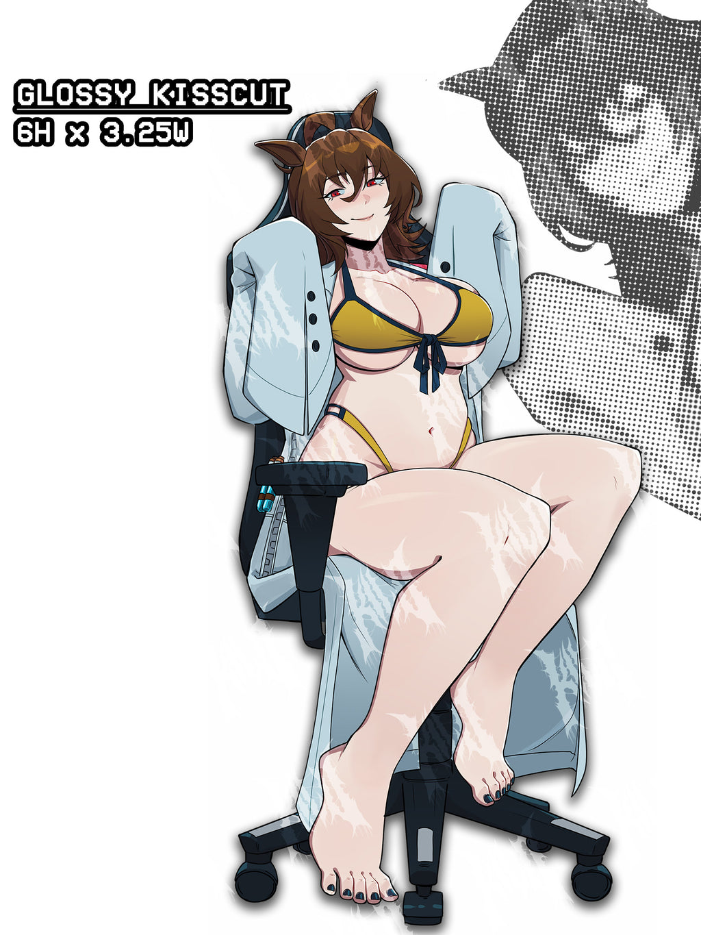 umamusume agnes tachyon sitting on a chair with her feet out, agnes tachyon sticker