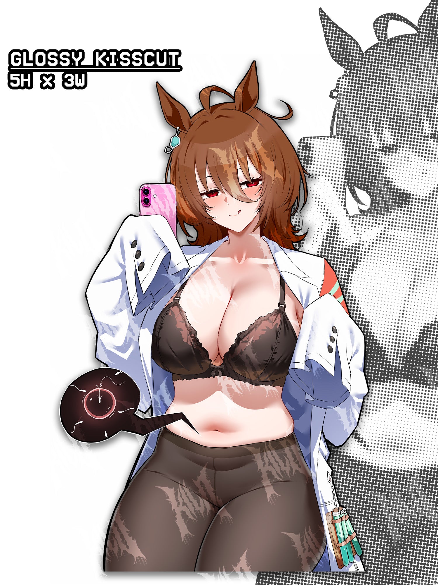pregnant umamusume agnes tachyon sticker, busty anime girl sticker, agnes tachyon sticker