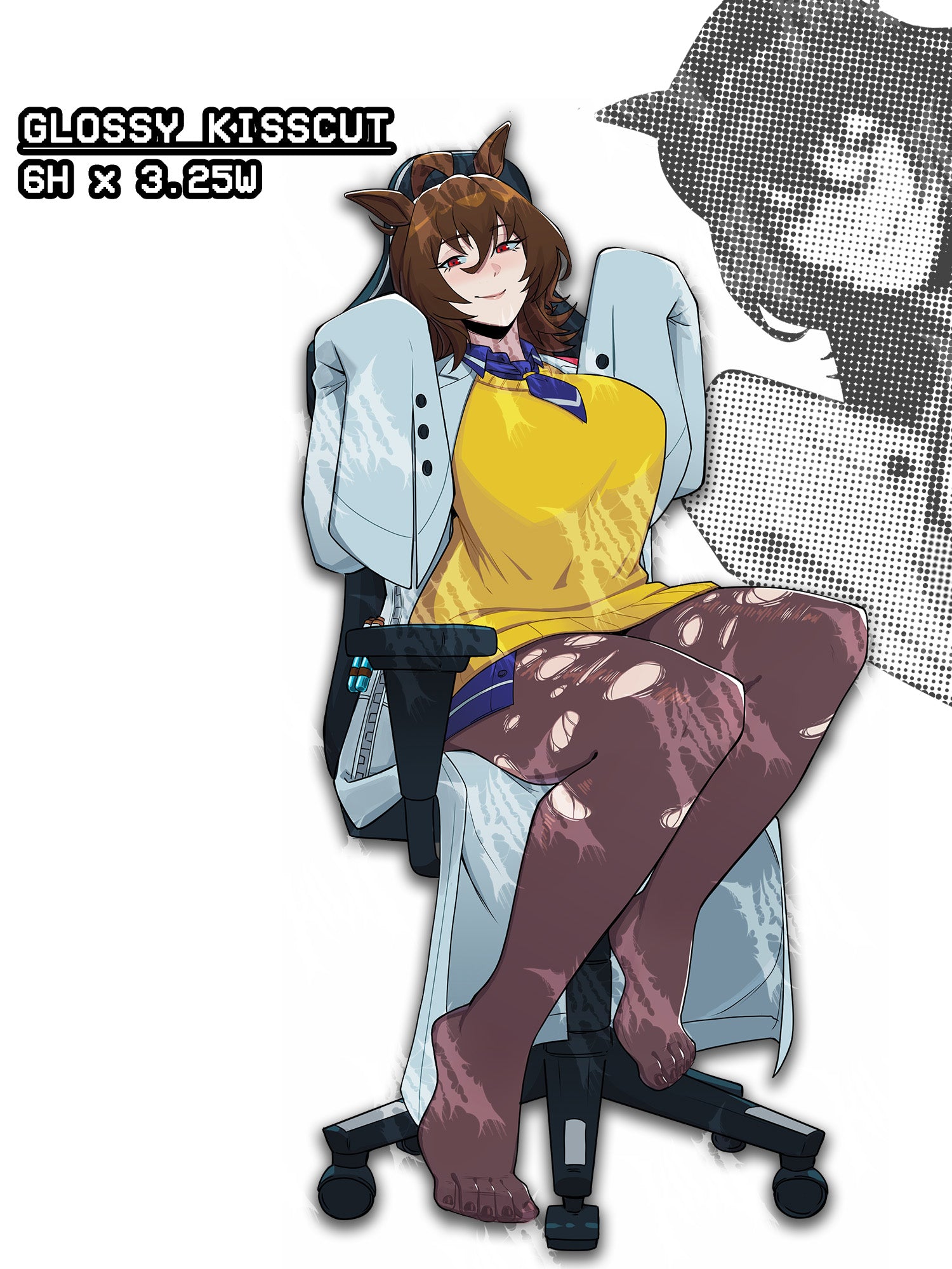 umamusume agnes tachyon sitting on a chair with her feet out, agnes tachyon sticker