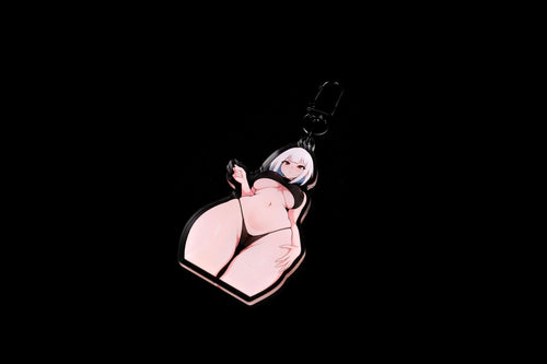 busty anime girl keychain, thicc anime waifu acrylic keychain