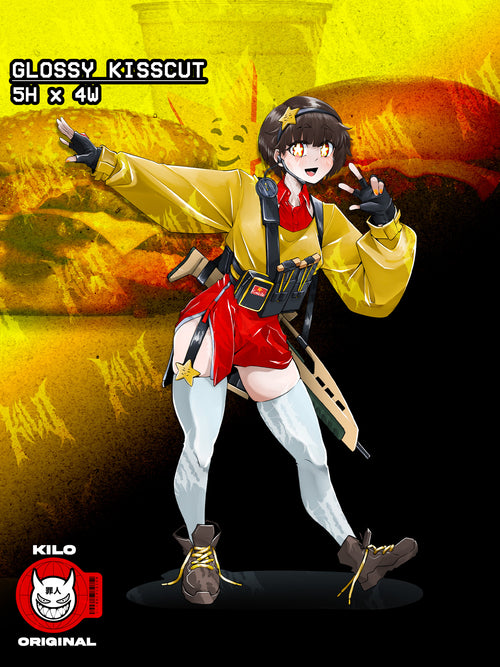 Tactical Fast Food Operator Anime Sticker, cute tactical anime girl