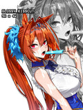 umamusume daiwa scarlet, daiwa scarlet sticker. daiwa scarlet eating popsicle.