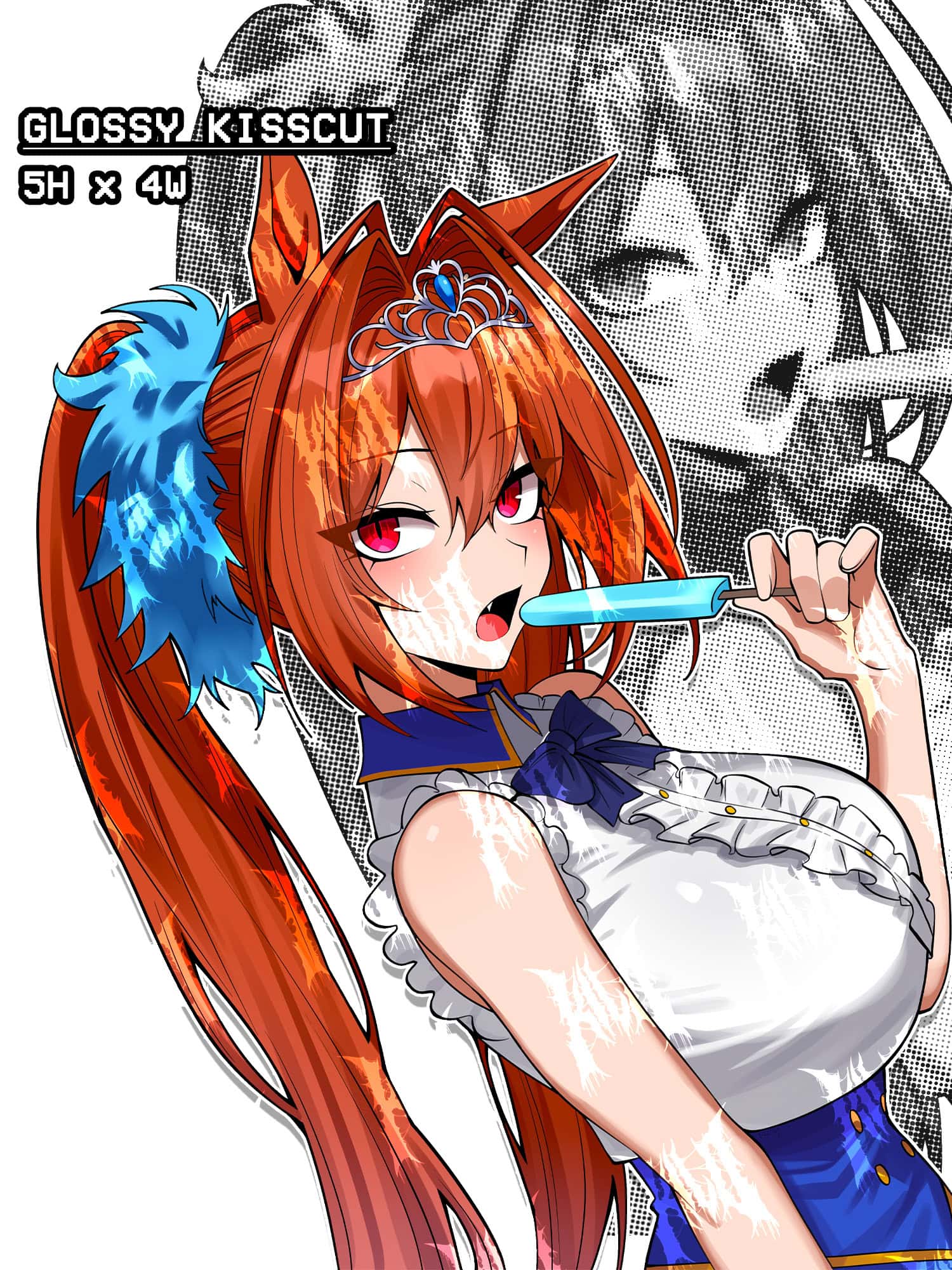 umamusume daiwa scarlet, daiwa scarlet sticker. daiwa scarlet eating popsicle.