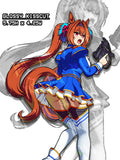 thick daiwa scarlett, umamusume daiwa, daiwa scarlett holding an MP5, umamusume sticker