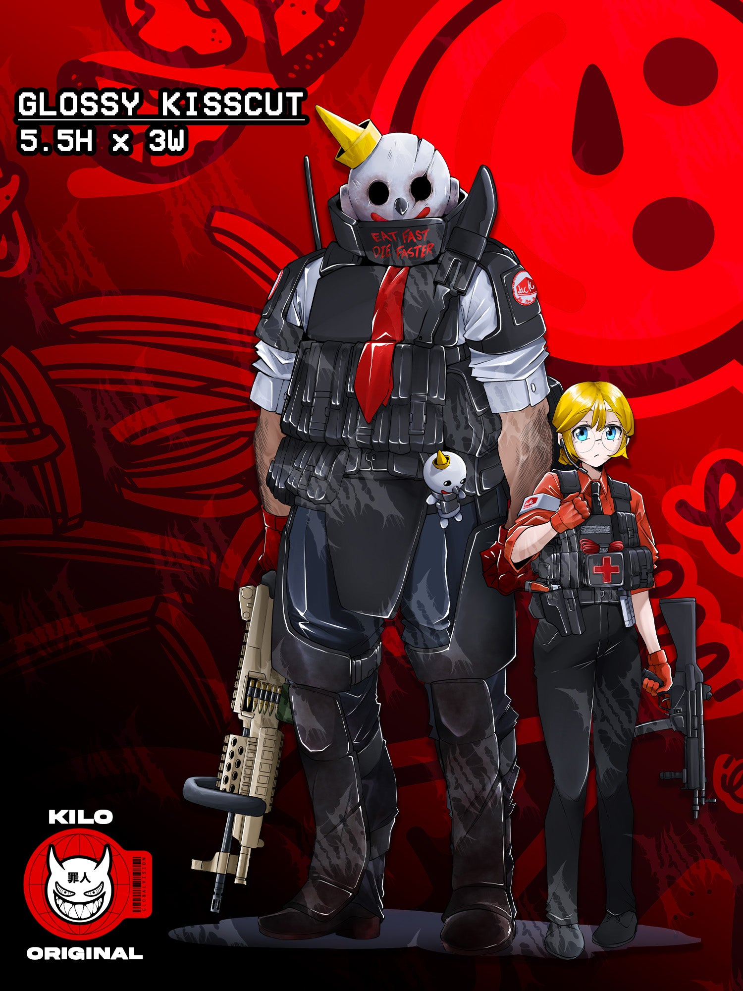 tactical fast food operator sticker, tactical anime sticker