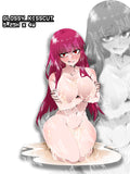 sticker of busty red haired anime girl covered in white liquid