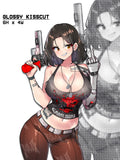 Cyberpunk 2077 Johnny silverhand samurai anime girl genderbent sticker with a gun and mechanical arm