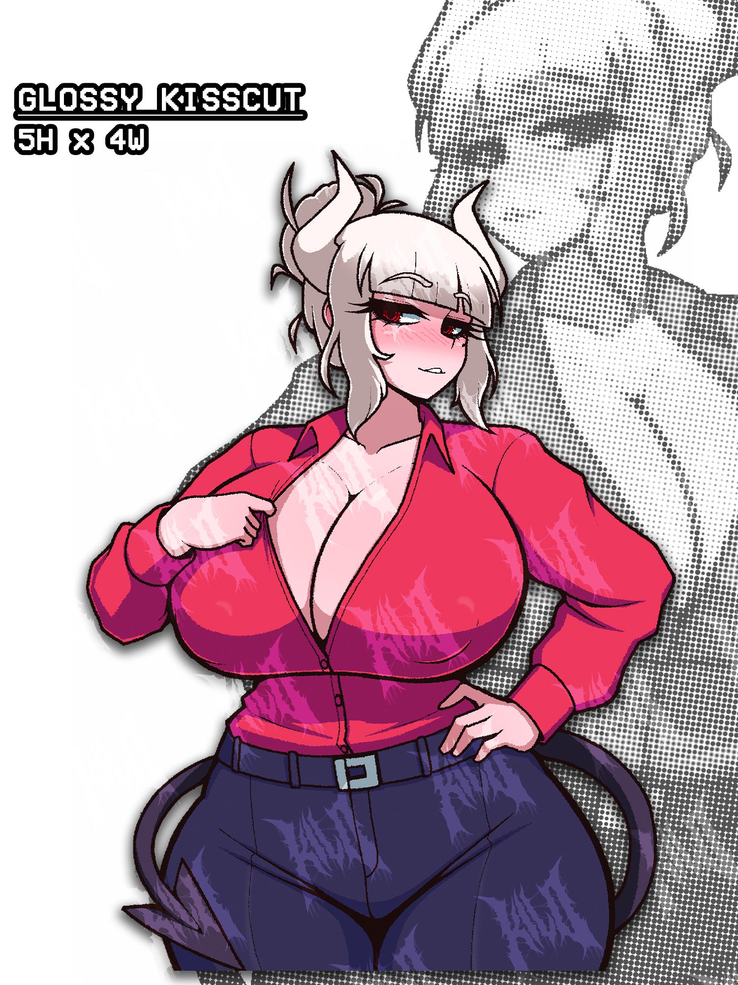 busty curvy lucifer from helltaker, busty lucifer sticker, helltaker sticker