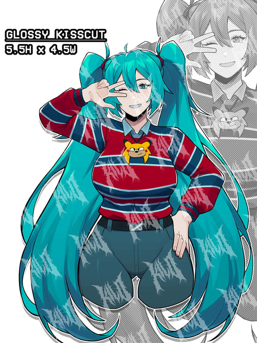 hatsune miku, hatsune miku as chris chan, sonichu, hatsune miku meme sticker, hatsune miku meme, busty hatsune miku, lewd hatsune miku sticker