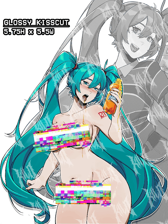 hatsune miku, hatsune miku as chris chan, sonichu, hatsune miku meme sticker, hatsune miku meme, busty hatsune miku, lewd hatsune miku sticker