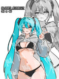 busty anime girl sticker, busty hatsune miku sticker, hatsune miku virgin killer outfit, hatsune miku sticker