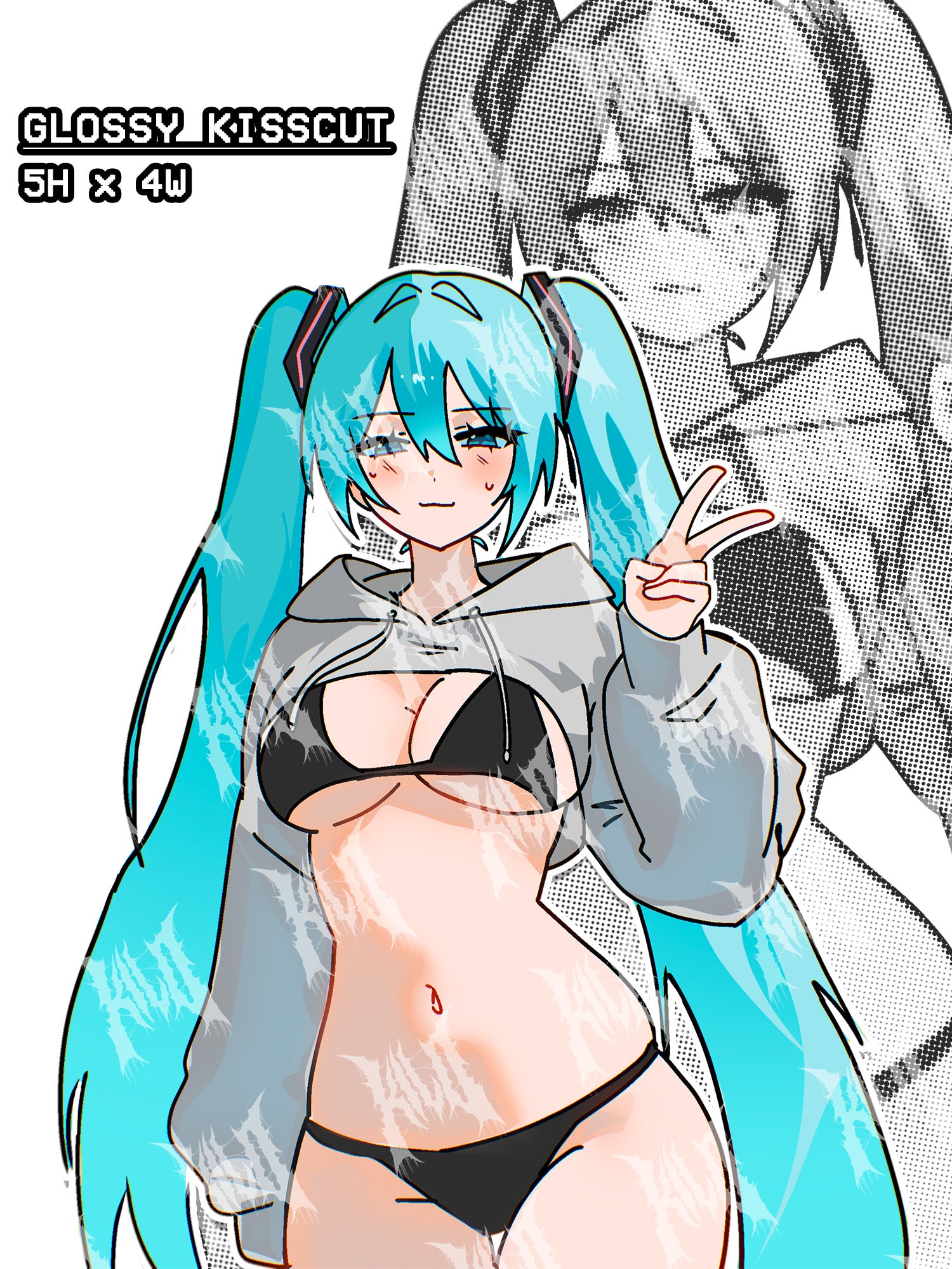 busty anime girl sticker, busty hatsune miku sticker, hatsune miku virgin killer outfit, hatsune miku sticker