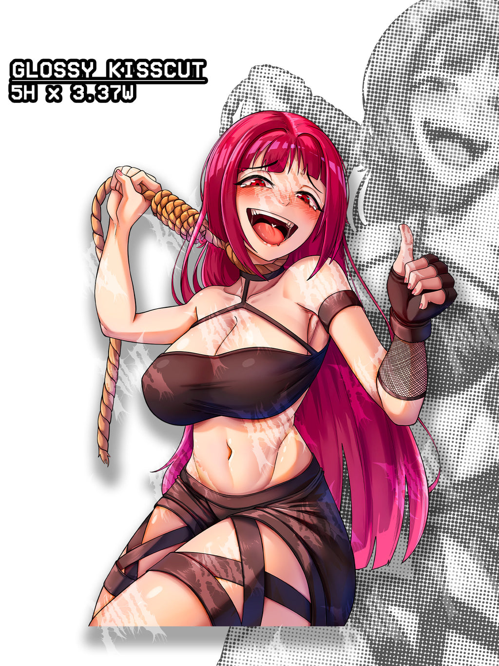busty red hair anime girl hanging herself, busty anime girl noose sticker