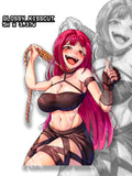 busty red hair anime girl hanging herself, busty anime girl noose sticker
