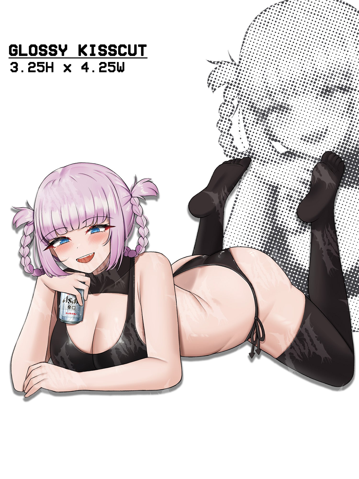 Nazuna from call of the night in a black outfit with thigh high socks, thick anime girl waifu sticker