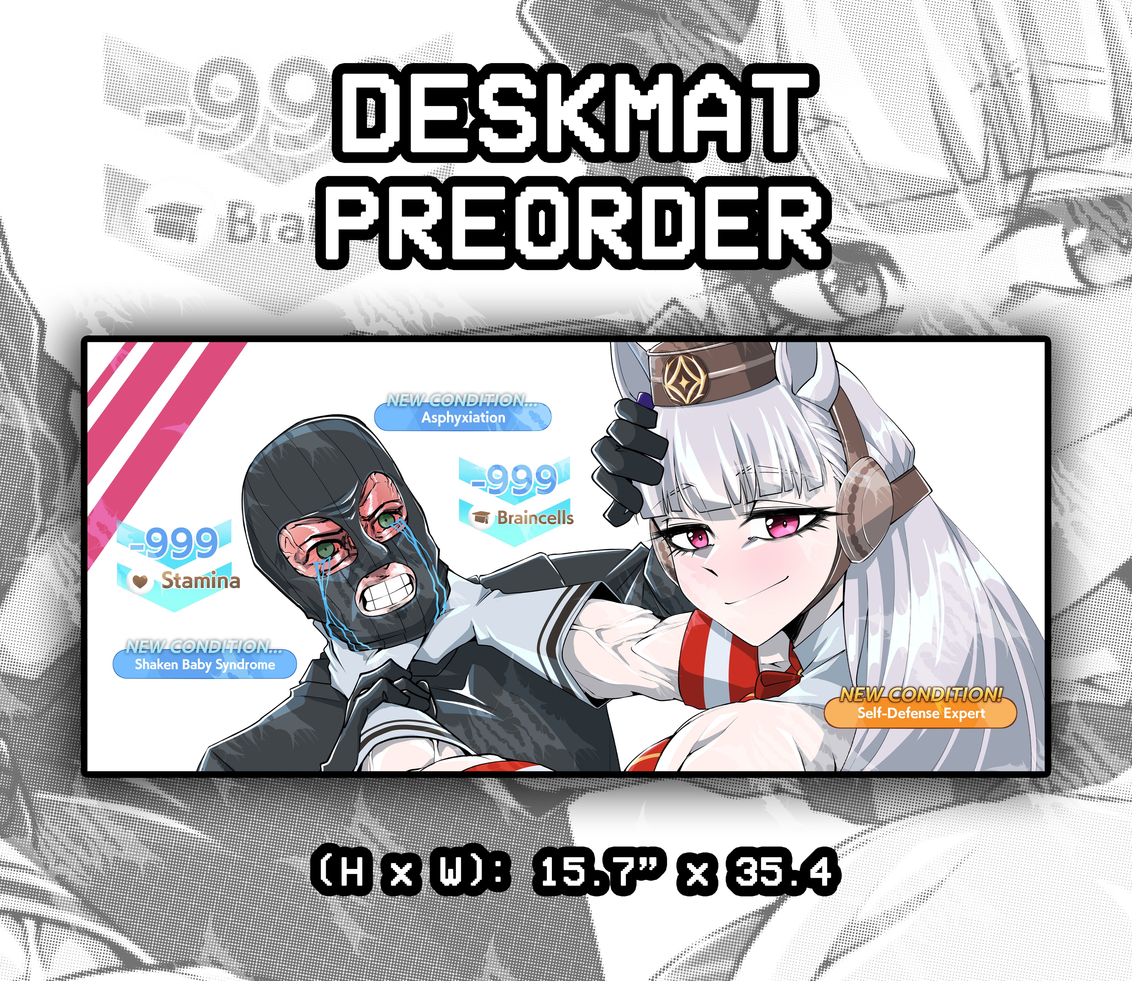 umamusume goldship deskmat, goldship choking an intruder